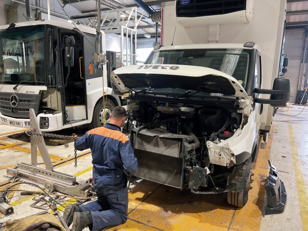 Commercial vehicle in the Trucktec repair workshop